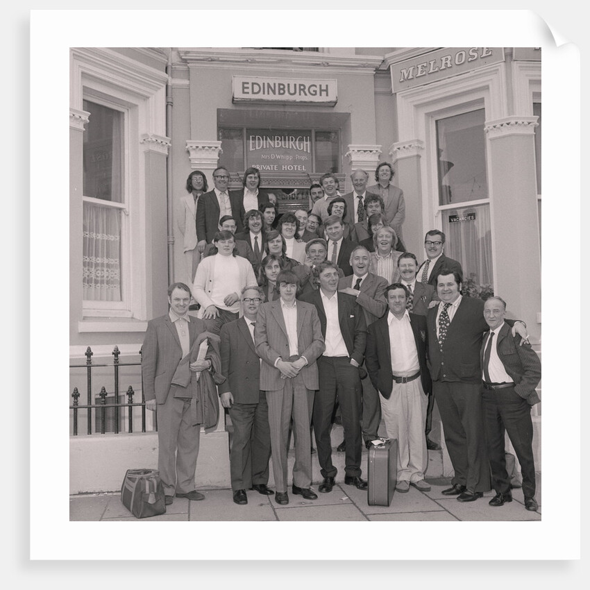 Dart players outside Edinburgh hotel by Manx Press Pictures
