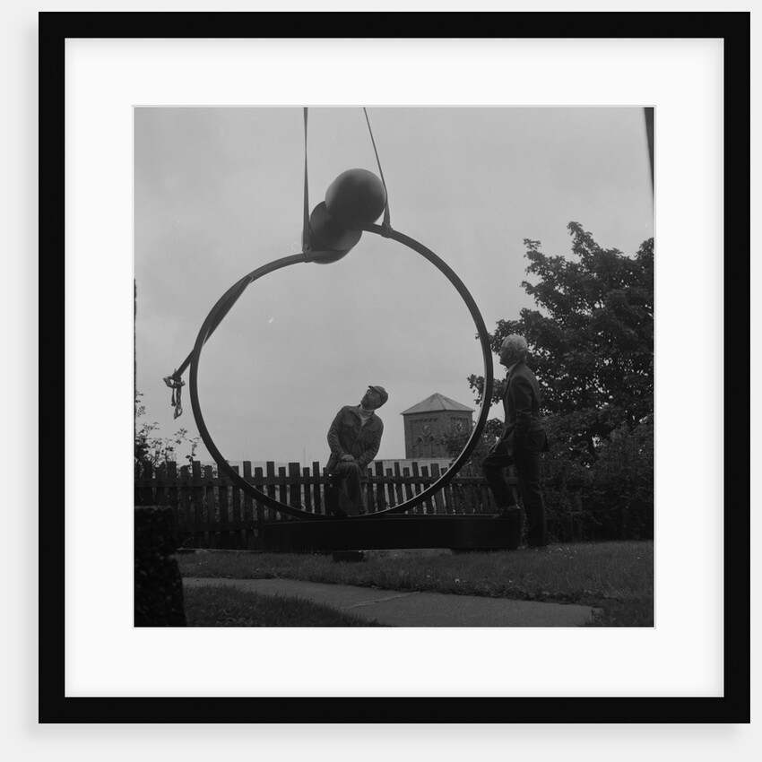 Installation of 'The Watcher' sculpture outside the Manx Museum by Manx Press Pictures
