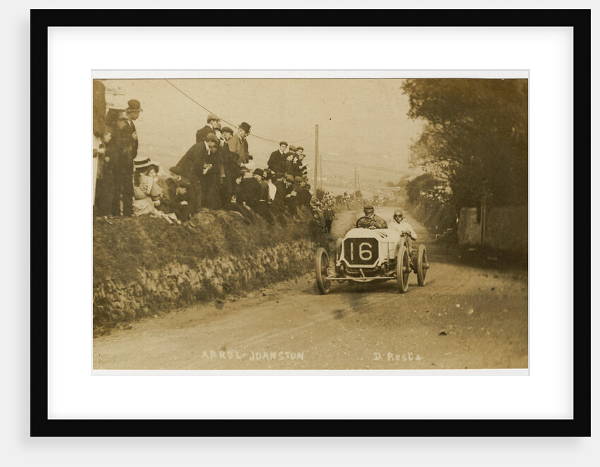 D. Resta in an Arrol-Johnston, 1908 Tourist Trophy motorcar race by Anonymous