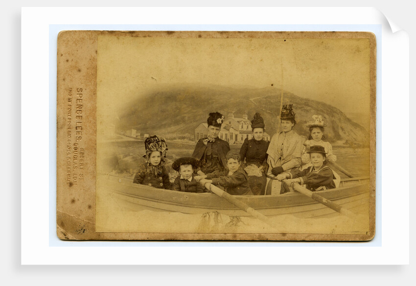Members of the Harrison family pictured as if in rowing boat by Spence Lees