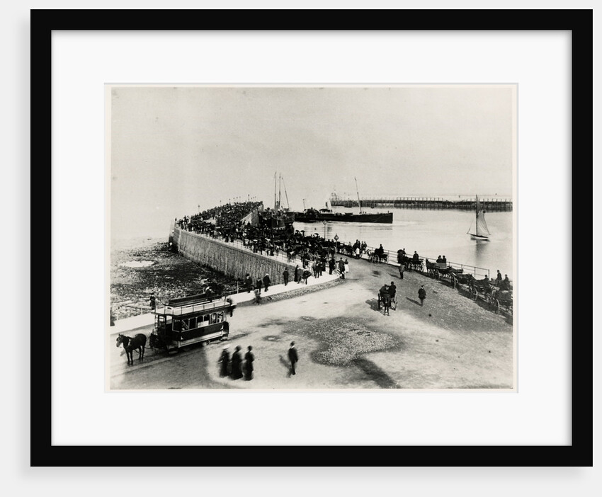 Covered horse tram and carriages on Douglas promenade by Abel Lewis
