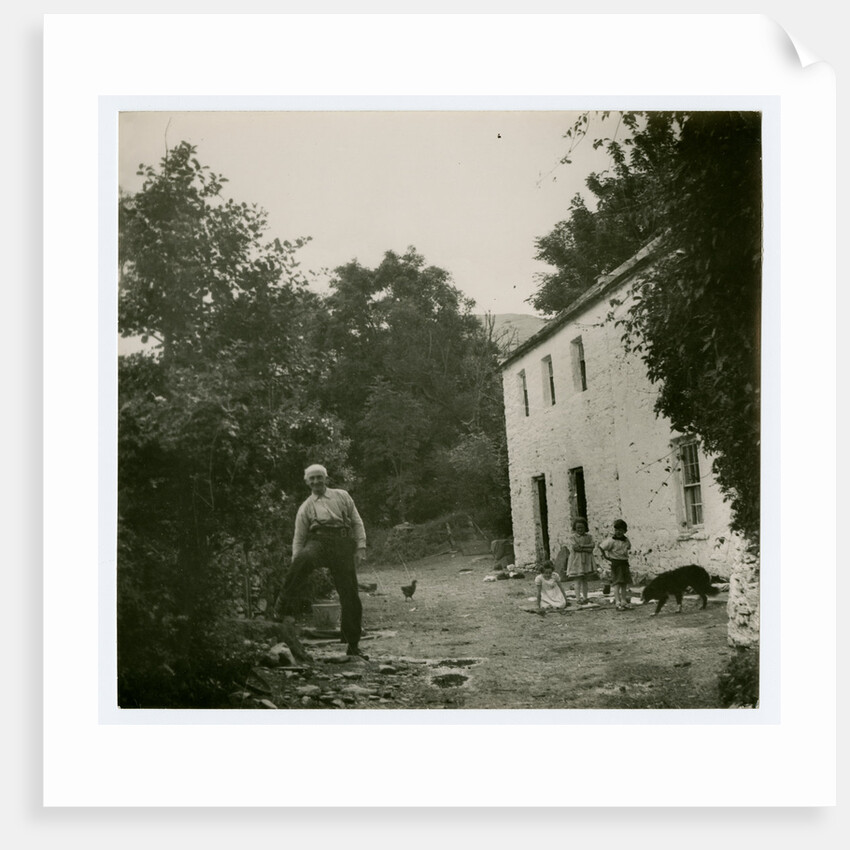 John Christian in his farmyard, behind Sulby woollen mill by Anonymous