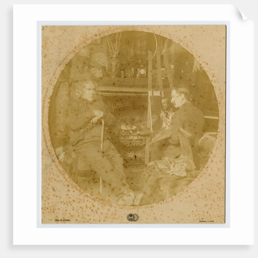 Morrison at work painting portrait of sitter by George Bellett Cowen