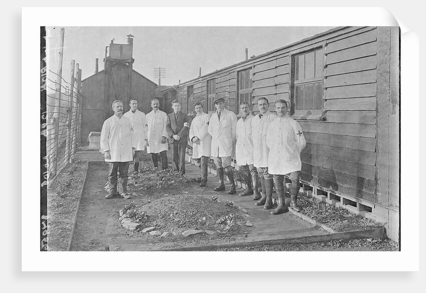 First World War Internees in front of an Internment Hut (Medical/ Hospital Staff), Camp 2, Knockaloe Camp, Isle of Man by Unknown
