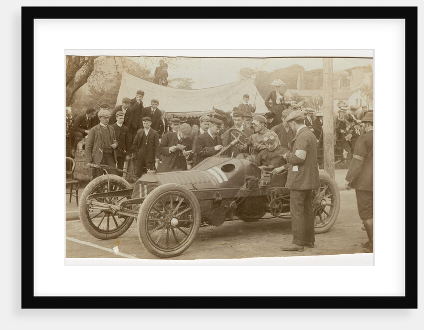 Hon. Charles Rolls in his Wolseley motorcar at Ramsey Control, Queens Pier Road, Ramsey, 1905 Gordon Bennett Trials by Anonymous