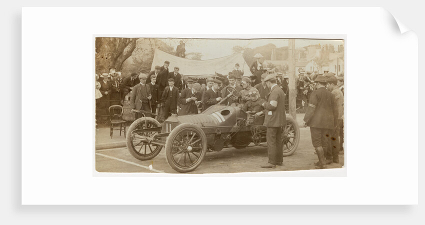 Hon. Charles Rolls in his Wolseley motorcar at Ramsey Control, Queens Pier Road, Ramsey, 1905 Gordon Bennett Trials by Anonymous