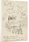 Ink sketch of Horse and Carriage with the note ‘Mr Pears and Mr . Sprightly and Poppet drawn. While--- was gathering elder blown 1797’ by Mary Anne Goodman