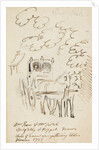 Ink sketch of Horse and Carriage with the note ‘Mr Pears and Mr . Sprightly and Poppet drawn. While--- was gathering elder blown 1797’ by Mary Anne Goodman
