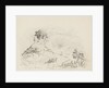Group of figures and horses on side of hill to left-hand side. by Unknown