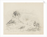 Group of figures and horses on side of hill to left-hand side. by Unknown