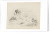 Group of figures and horses on side of hill to left-hand side. by Unknown