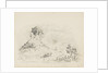 Group of figures and horses on side of hill to left-hand side. by Unknown