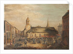 Old St Matthew's Church with Market Stalls by Anonymous