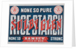 Sulby Glen Rice Starch, Ramsey, Isle of Man 'None so Pure, None So Strong' by Fred Jones & Co. Lithographers