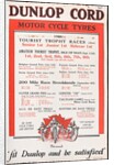 Dunlop Cord motor cycle tyres poster setting out successes on these tyres during the 1924 season by Unknown
