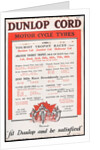Dunlop Cord motor cycle tyres poster setting out successes on these tyres during the 1924 season by Unknown