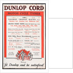 Dunlop Cord motor cycle tyres poster setting out successes on these tyres during the 1924 season by Unknown