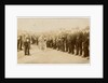 Spectators watch as a rider push starts a machine, c.1907 TT (Tourist Trophy) by Thomas Horsfell Midwood