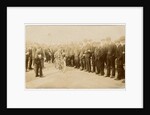 Spectators watch as a rider push starts a machine, c.1907 TT (Tourist Trophy) by Thomas Horsfell Midwood