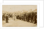 Spectators watch as a rider push starts a machine, c.1907 TT (Tourist Trophy) by Thomas Horsfell Midwood