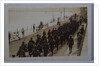 First World War soldiers marching through Ramsey by George Bellett Cowen