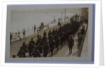 First World War soldiers marching through Ramsey by George Bellett Cowen