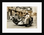 BMW sidecar outfit (number 5) passing through Onchan village by T.M. Badger