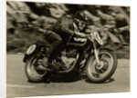 TT (Tourist Trophy) rider Cook from New Zealand aboard Moto Guzzi (number 47) by T.M. Badger