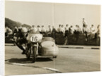 Eric Oliver, driving sidecar outift (number 16), 1958 Sidecar TT (Tourist Trophy) by T.M. Badger
