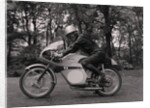 Japanese rider on motorcycle (possibly from Suzuki) by Manx Press Pictures