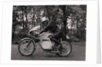 Japanese rider on motorcycle (possibly from Suzuki) by Manx Press Pictures