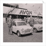 Lieutenant Governor, Sir Ronald Herbert Garvey, with 'roads open' mini motorcar by Manx Press Pictures
