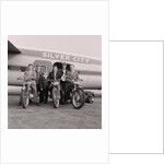 Scottish six day motorcycle trial team, Ronaldsway airport by Manx Press Pictures