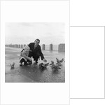 Feeding pigeons on Douglas Promenade by Manx Press Pictures