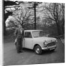 Geoff Duke receiving Mini Minor car by Manx Press Pictures
