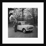 Geoff Duke receiving Mini Minor car by Manx Press Pictures