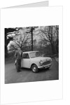 Geoff Duke receiving Mini Minor car by Manx Press Pictures