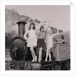 Show-girls on steam train by Manx Press Pictures