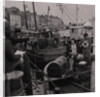 Radio Caroline disc jockeys Tony Prince and Dave Lee Travis on boat, East Quay, Ramsey Harbour by Manx Press Pictures