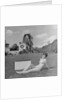 Woman in bikini advertising portable electric heater, Laxey Wheel by Manx Press Pictures