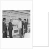 Geoff Duke at petrol station auto pay kiosk by Manx Press Pictures