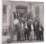 Dart players outside Edinburgh hotel by Manx Press Pictures
