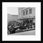 Austin Seven motorcars outside the Crescent cinema by Manx Press Pictures