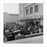 Austin Seven motorcars outside the Crescent cinema by Manx Press Pictures
