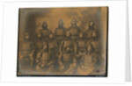Sepia studio group portrait of named crew of the Two Sisters lifeboat, 1887 by Thomas Horsfell Midwood