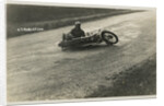 Rider A.J. Robertson on the ground, with his machine laid down on the road beside him, 1925 or 1926 (?) TT (Tourist Trophy) by Thomas Horsfell Midwood