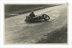 Rider A.J. Robertson on the ground, with his machine laid down on the road beside him, 1925 or 1926 (?) TT (Tourist Trophy) by Thomas Horsfell Midwood