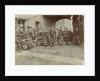 Early motorcyclists group at Quiggin's Timber Yard, Douglas by Donald Collister