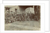 Early motorcyclists group at Quiggin's Timber Yard, Douglas by Donald Collister