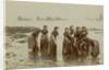 Women employed herring processing or 'fish girls' captured washing down their aprons, Port St Mary by Vere Lawrence Swales